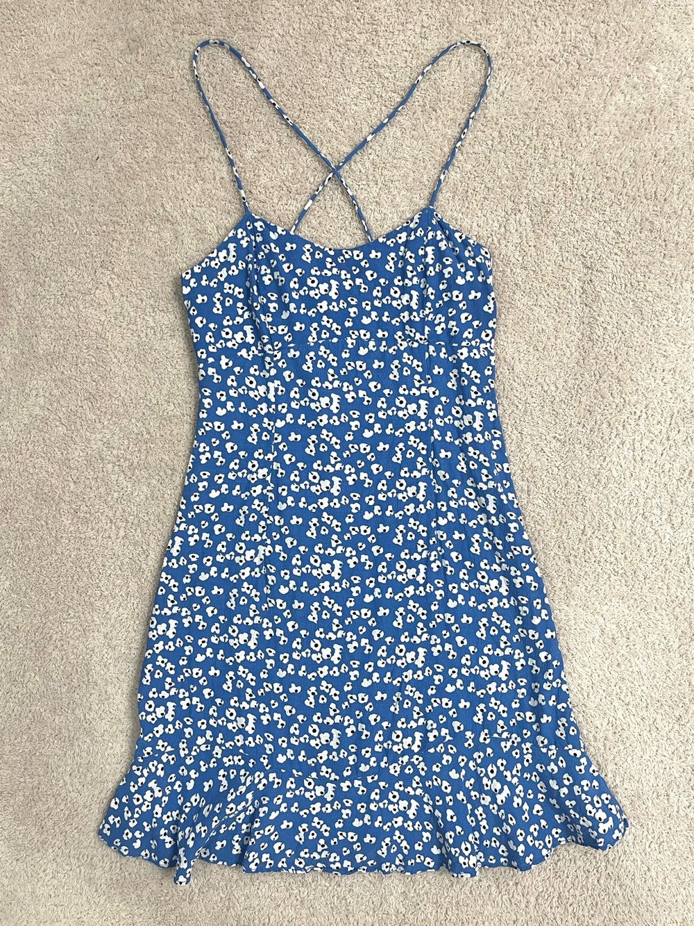 Zara Blue Floral Spaghetti Strap Sundress